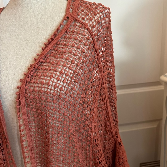 Rust Open Knit Cardigan - Picture 2 of 5